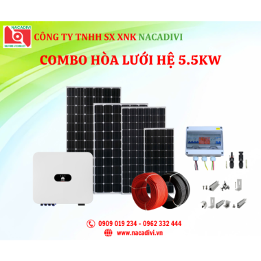 Hệ Thống Điện Mặt Trời Hòa Lưới 5.5KW (Tiết kiệm từ 1.300.000đ - 2.300.000đ/tháng)