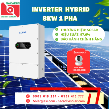 Inverter hybrid Sofar 8kW 1 pha HYD-8K-LS1-PRO