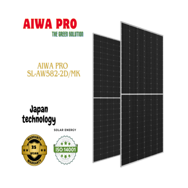 Tấm Pin Năng Lượng Mặt Trời AIWA Pro 582W Hai Mặt Kính