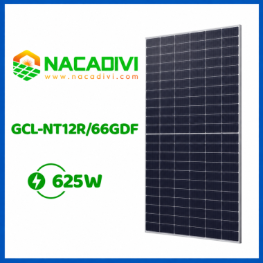 Tấm pin GCL Solar 625W năng lượng mặt trời 2 mặt kính-GCL-NT12R/66GDF-625W
