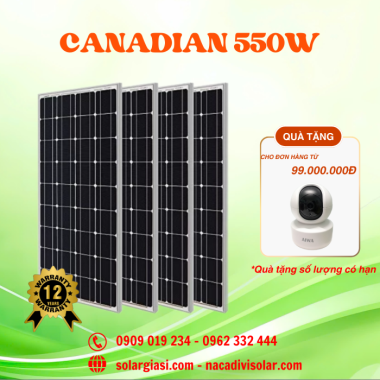 Tấm Pin Năng Lượng Mặt Trời Canadian 550W