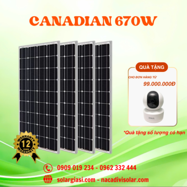 Tấm Pin Năng Lượng Mặt Trời Canadian 670W